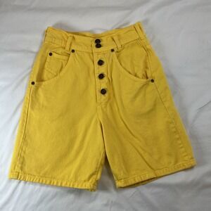 Vintage‎ Paris Sport Club Women Shorts Size 5 Yellow High Waisted Button Fly